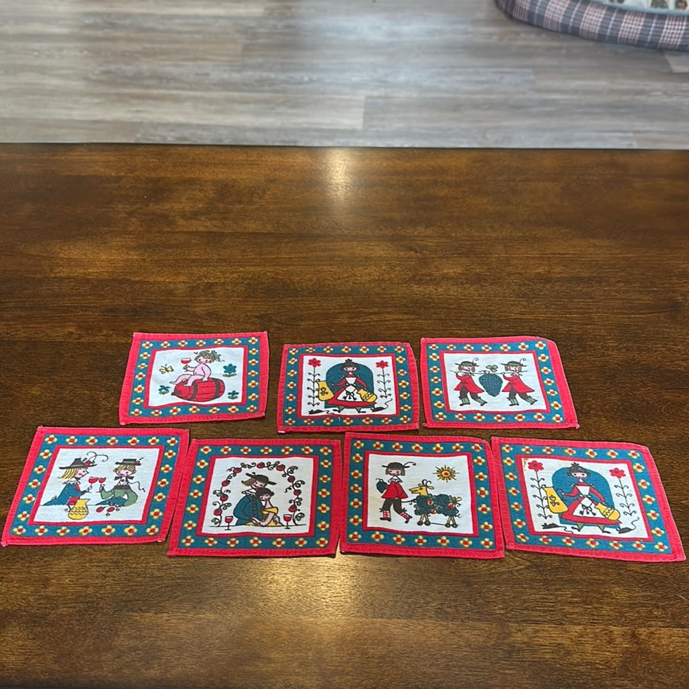 Scandinavian cloth coasters.